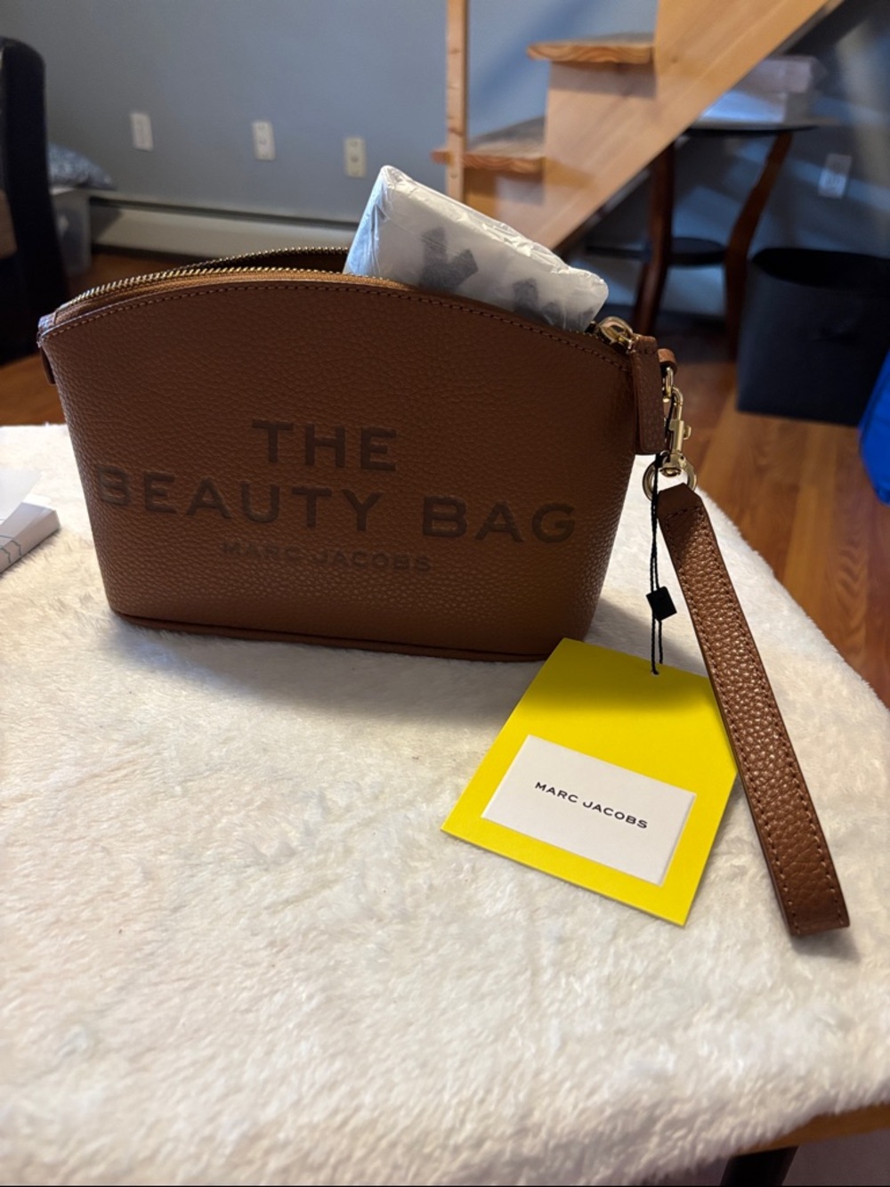 Marc Jacobs Brown The Beauty Bag Wristlet Cosmetic Case